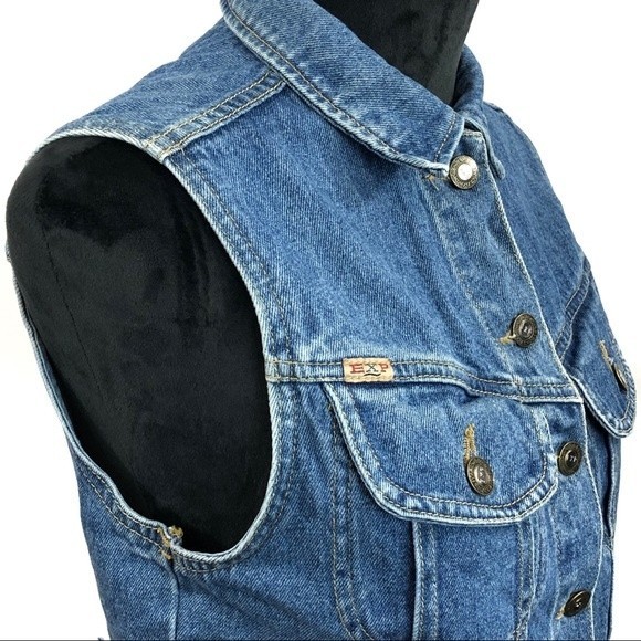 Vintage Express Denim Blue Jean VTG Vest - Picture 3 of 9